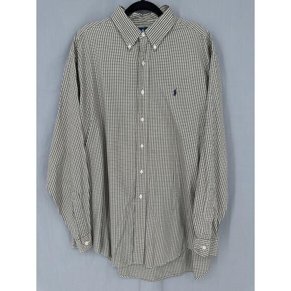 Ralph Lauren Other - 90s Vintage Ralph Lauren Shirt Men XL Olive Green Check Plaid Button Pony Cotton